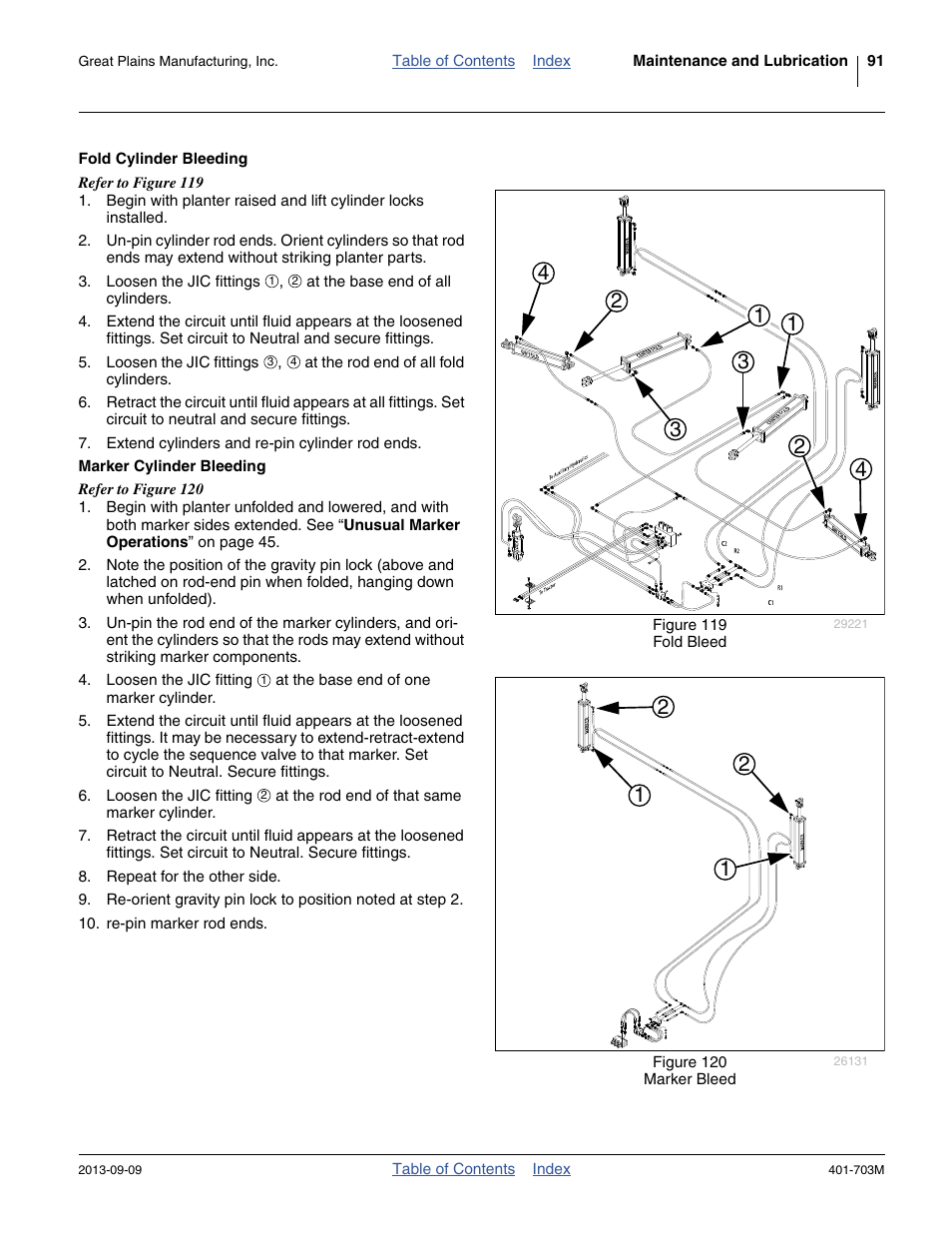 Fold cylinder bleeding, Marker cylinder bleeding | Great Plains YP3025 Operator Manual User Manual | Page 95 / 192