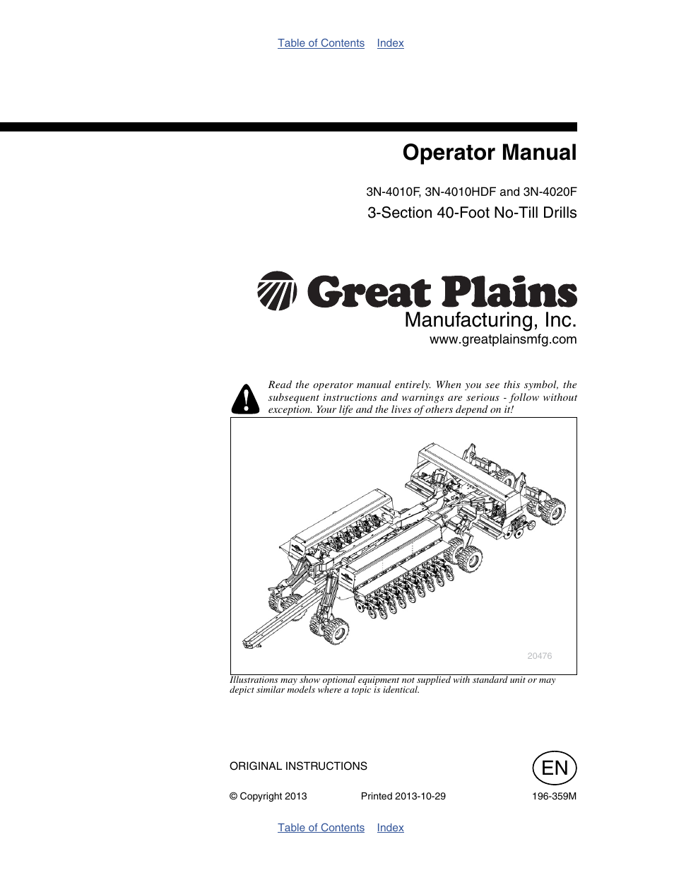 Great Plains 3N-4020 Operator Manual User Manual | 142 pages