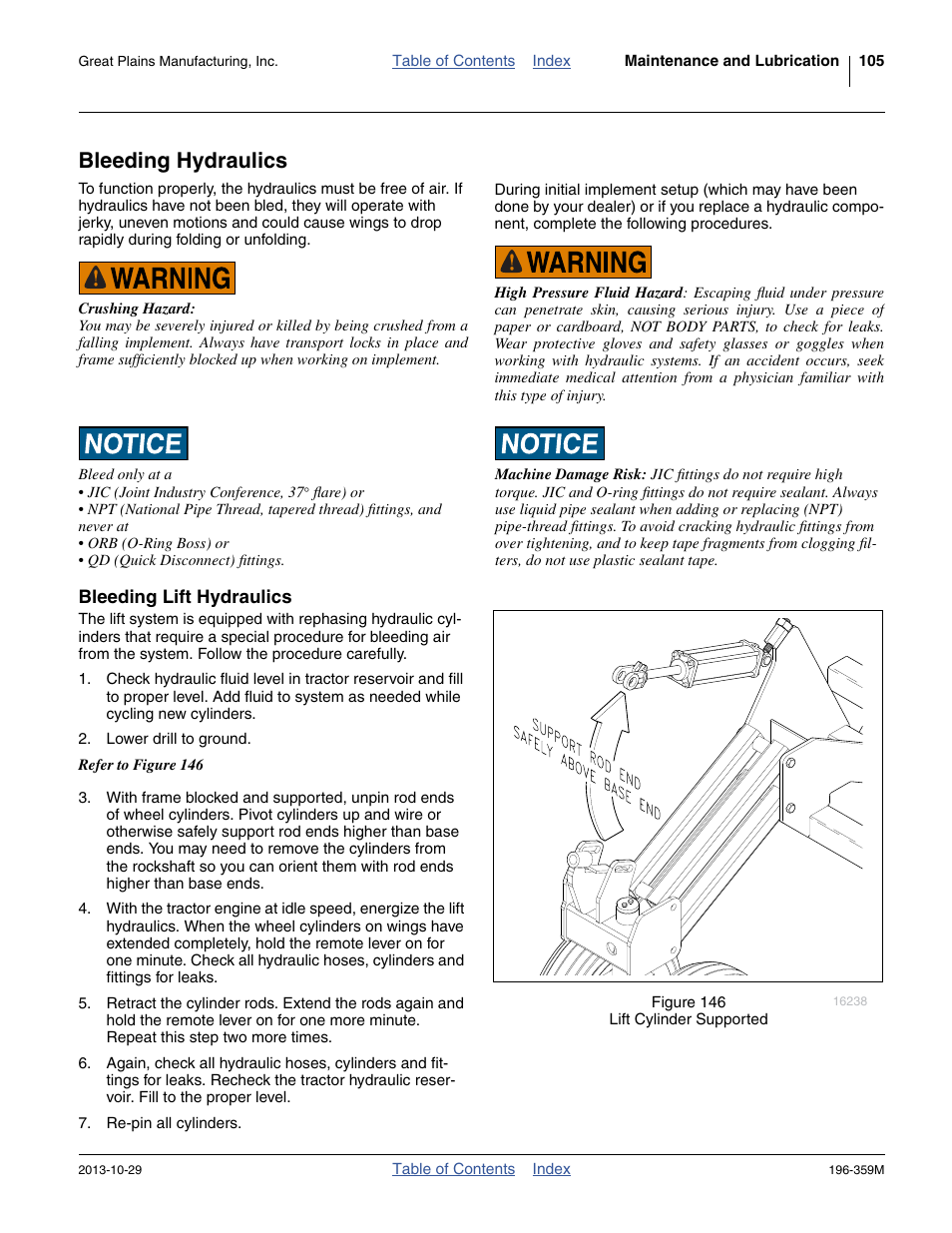 Bleeding hydraulics, Bleeding lift hydraulics | Great Plains 3N-4020 Operator Manual User Manual | Page 109 / 142