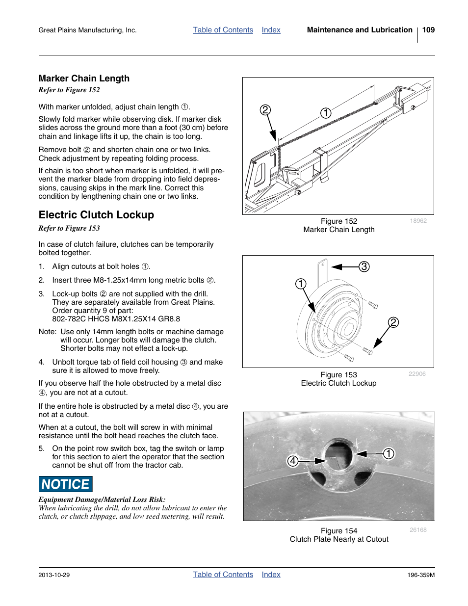 Marker chain length, Electric clutch lockup | Great Plains 3N-4020 Operator Manual User Manual | Page 113 / 142