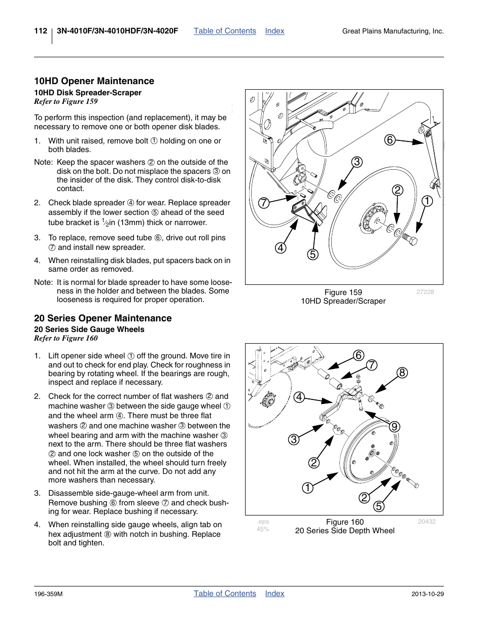 10hd opener maintenance, 10hd disk spreader-scraper, 20 series opener maintenance | 20 series side gauge wheels | Great Plains 3N-4020 Operator Manual User Manual | Page 116 / 142