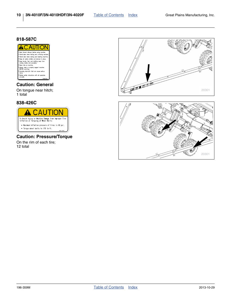 587c caution: general, 426c caution: pressure/torque | Great Plains 3N-4020 Operator Manual User Manual | Page 14 / 142
