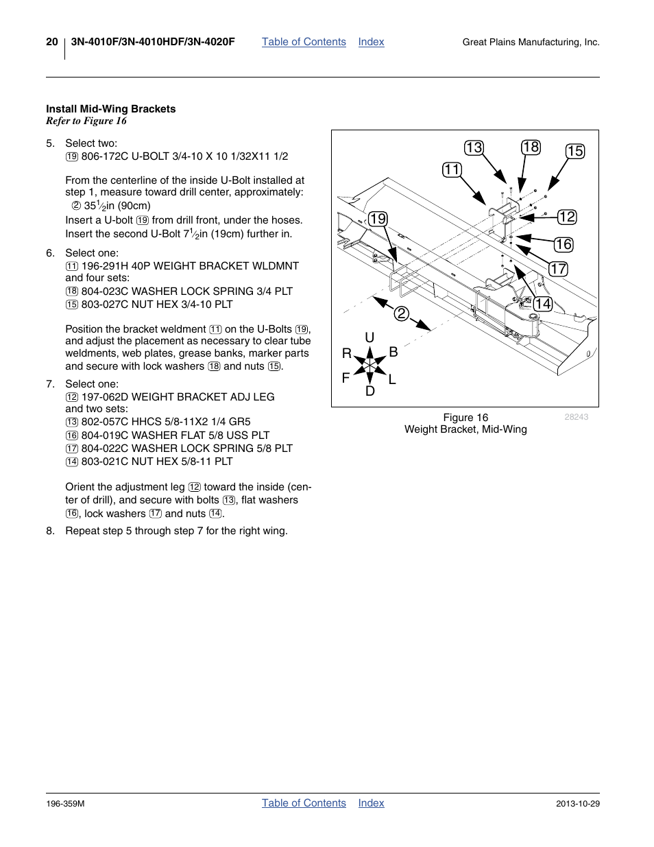 Install mid-wing brackets | Great Plains 3N-4020 Operator Manual User Manual | Page 24 / 142