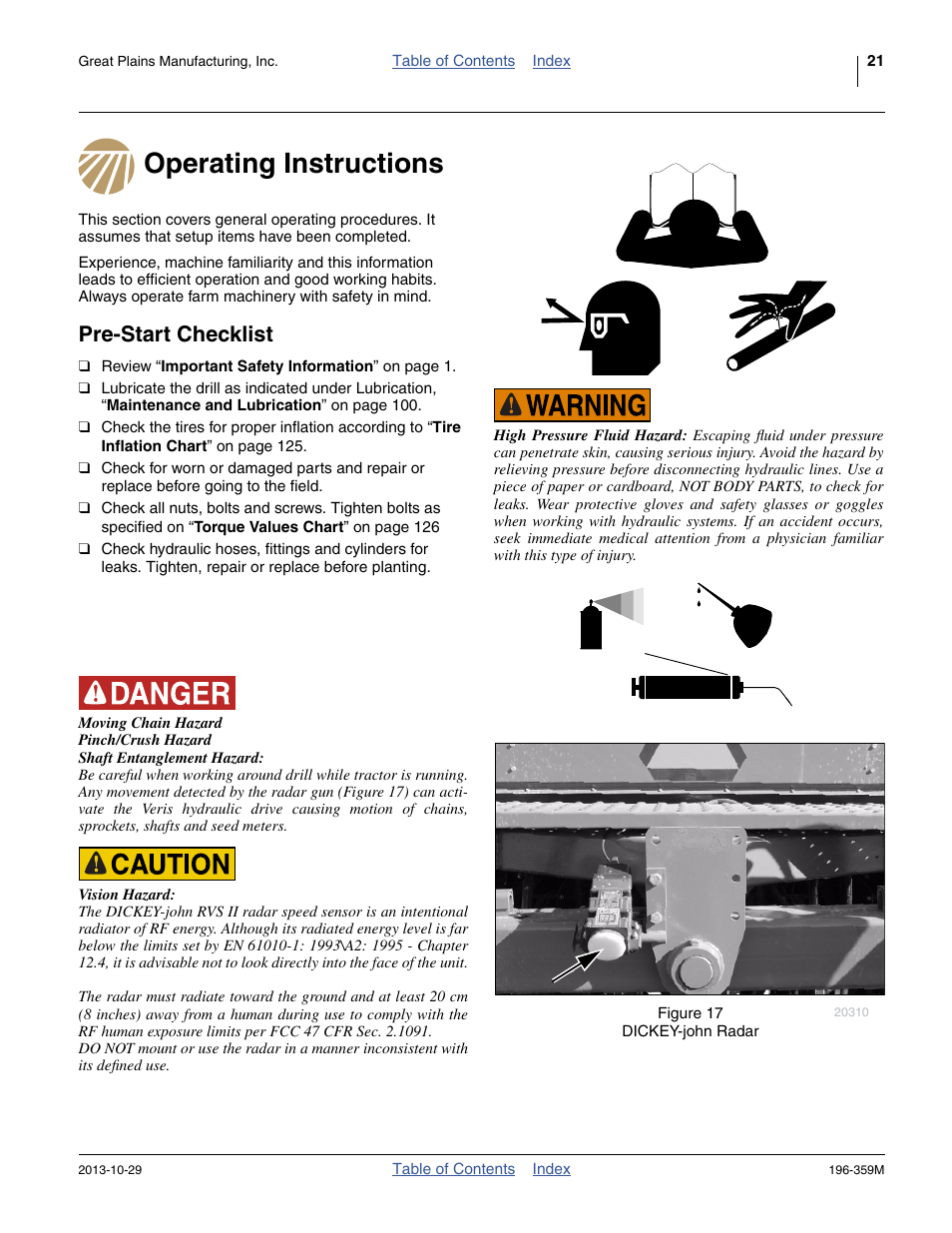 Operating instructions, Pre-start checklist, Operating instructions pre-start checklist | Great Plains 3N-4020 Operator Manual User Manual | Page 25 / 142