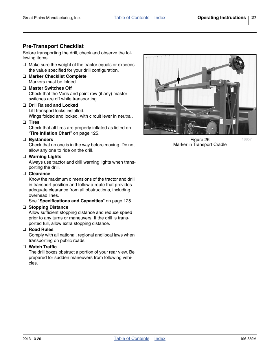 Pre-transport checklist | Great Plains 3N-4020 Operator Manual User Manual | Page 31 / 142