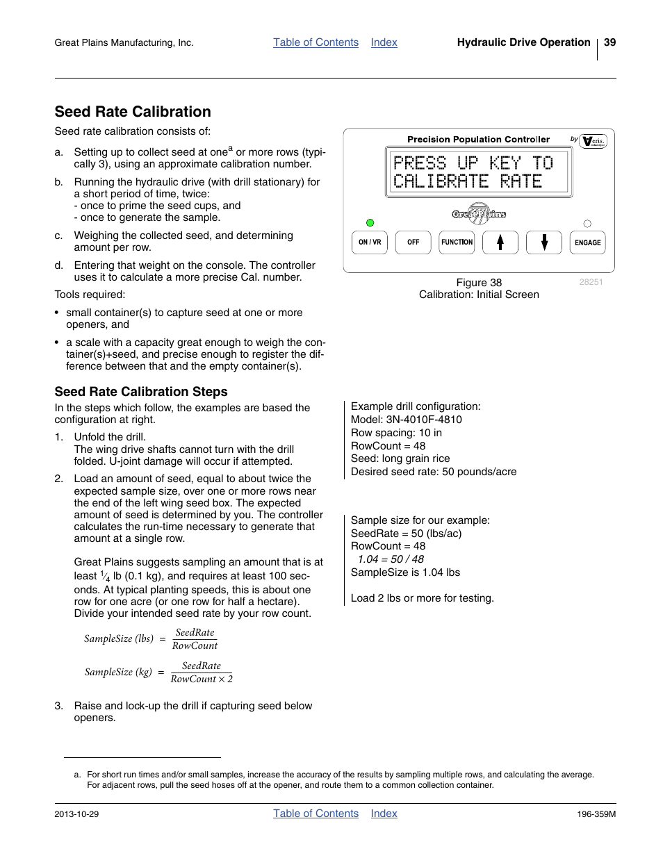 Seed rate calibration, Seed rate calibration steps | Great Plains 3N-4020 Operator Manual User Manual | Page 43 / 142
