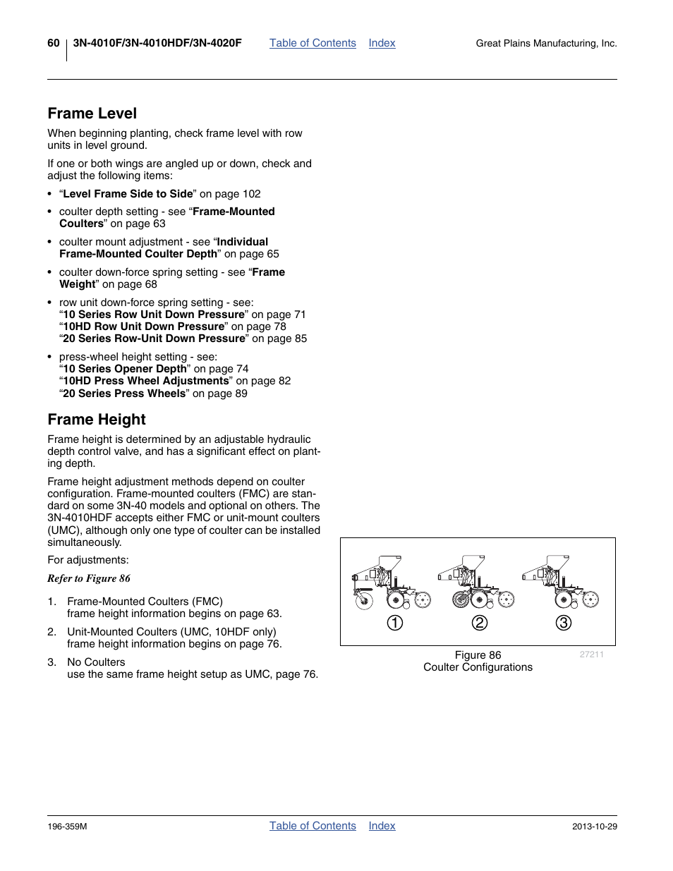 Frame level, Frame height, Frame level frame height | Great Plains 3N-4020 Operator Manual User Manual | Page 64 / 142