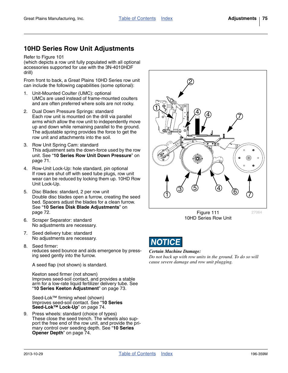10hd series row unit adjustments | Great Plains 3N-4020 Operator Manual User Manual | Page 79 / 142