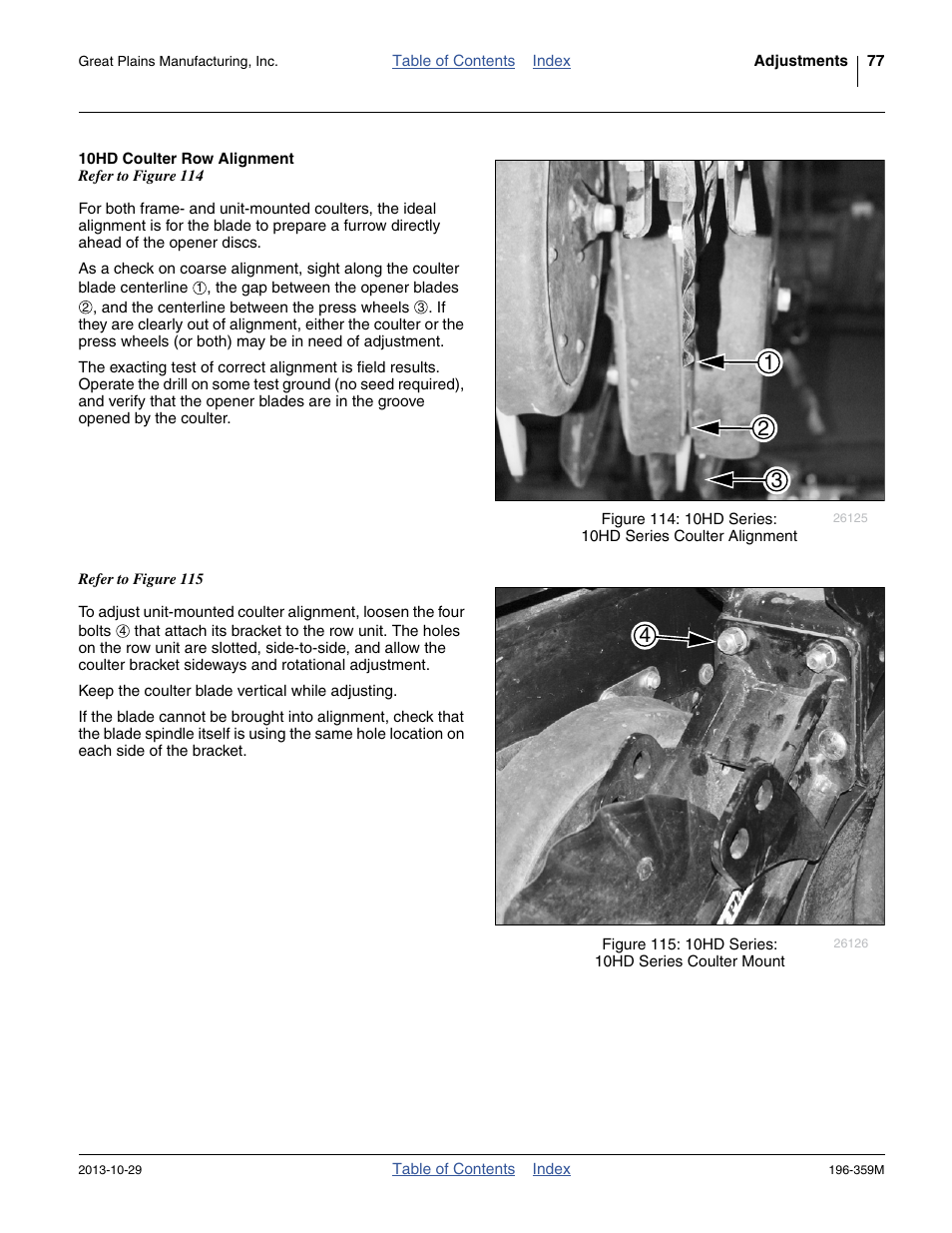 10hd coulter row alignment | Great Plains 3N-4020 Operator Manual User Manual | Page 81 / 142