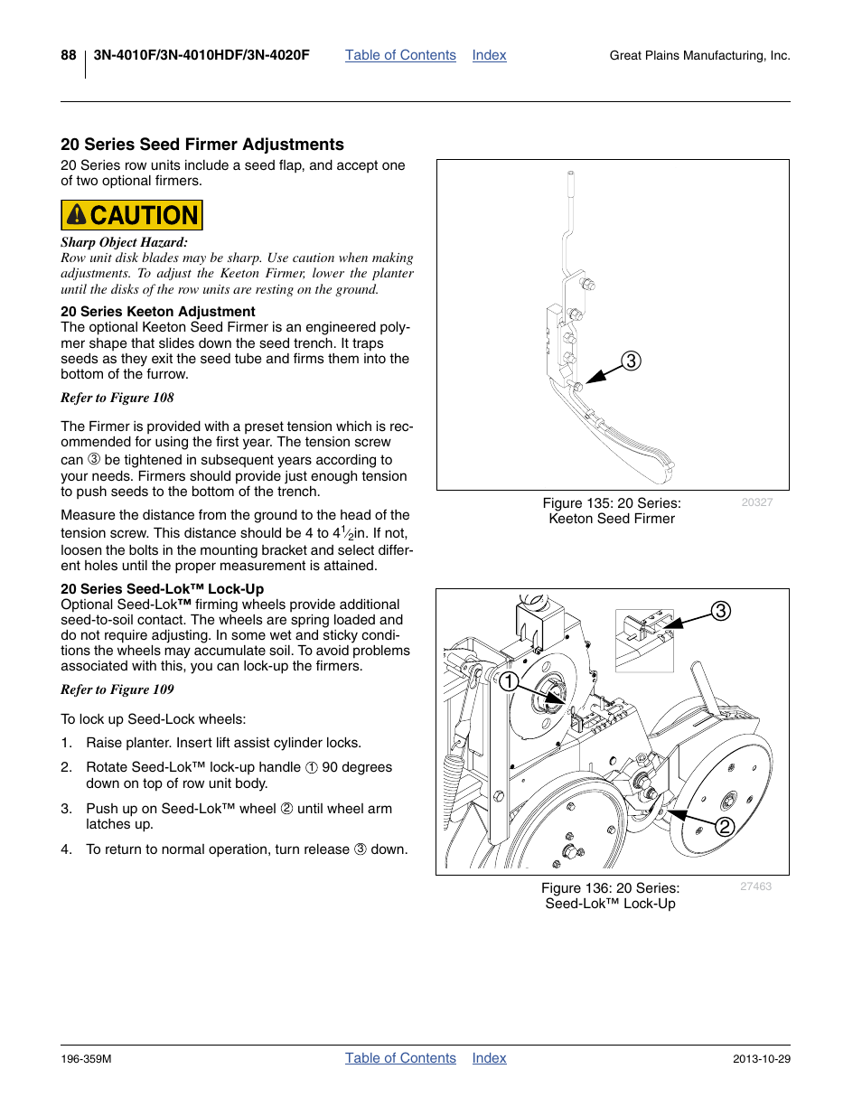 20 series seed firmer adjustments, 20 series keeton adjustment, 20 series seed-lok™ lock-up | Great Plains 3N-4020 Operator Manual User Manual | Page 92 / 142