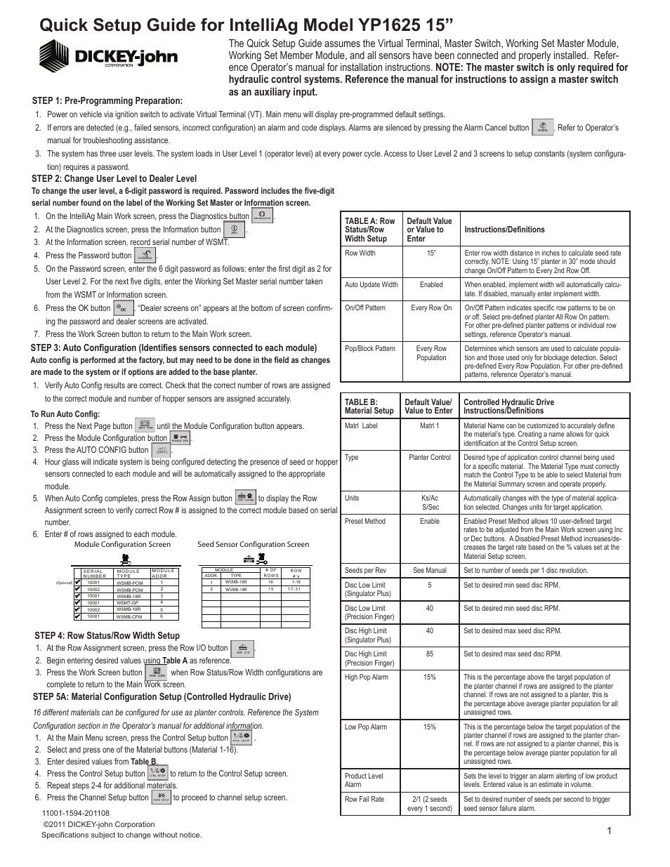 Great Plains YP1625-3115 31 Row 15 Inch Quick Start User Manual | 5 pages