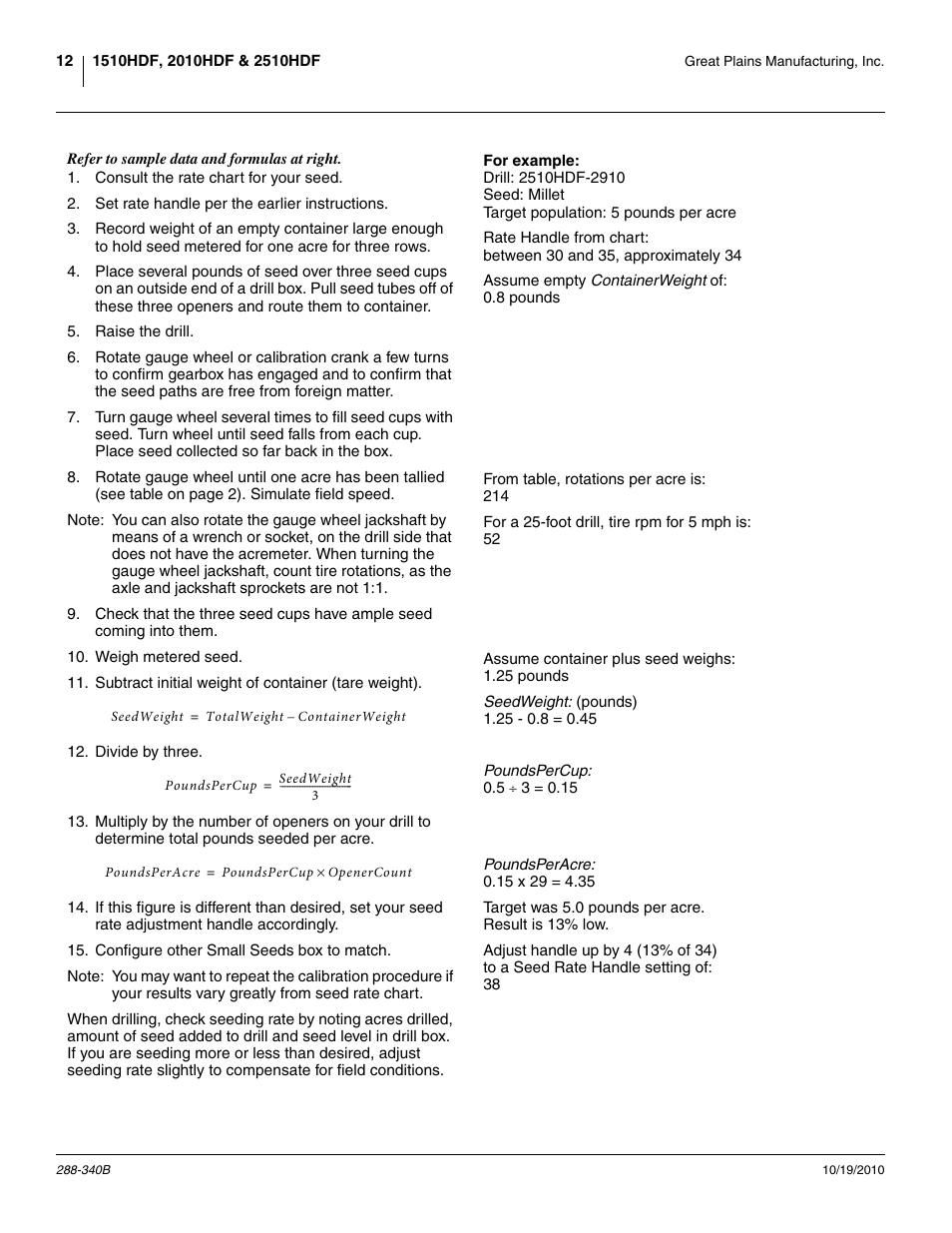Great Plains 2510HDF Material Rate User Manual | Page 14 / 26