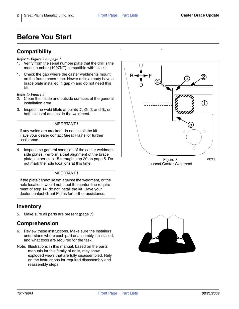 Before you start, Compatibility, Inventory | Comprehension, Ud b f | Great Plains 1007NT-1906 Assembly Instructions User Manual | Page 2 / 8