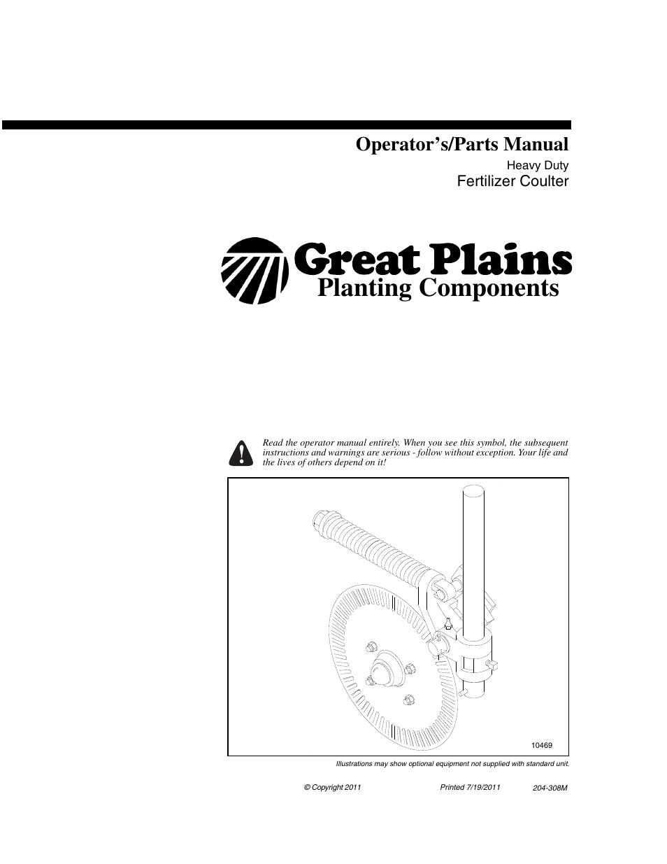 Great Plains Utility Coulter & Vantage I-20 Fertilizer Coulters User Manual | 21 pages