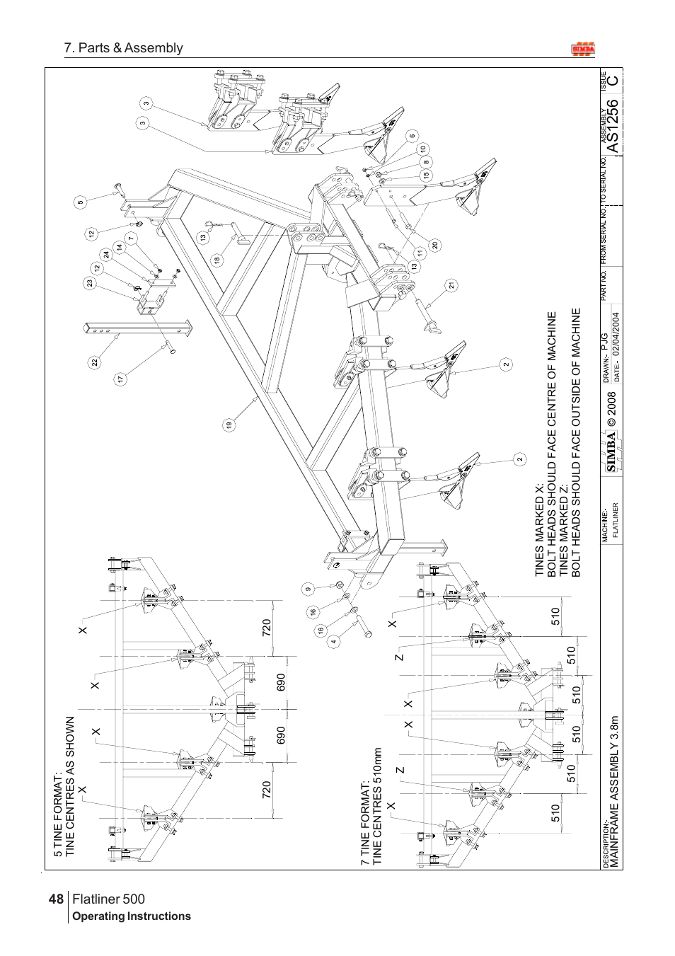 Cas1 25 6, Flatliner 500, 48 7. parts & assembly | Great Plains Flatliner 500 2009 Assembly Instructions User Manual | Page 16 / 70