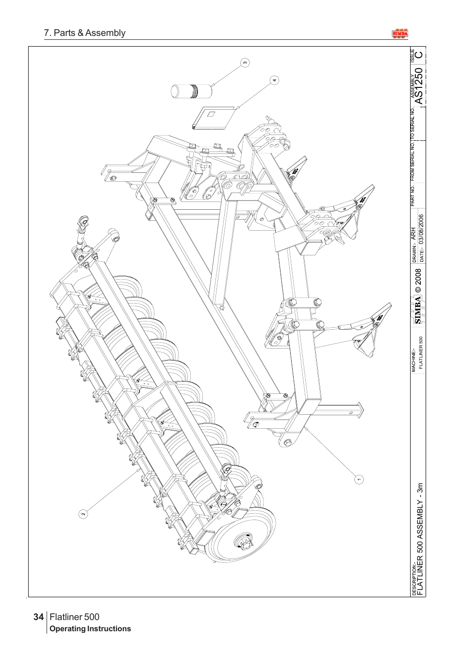 Cas1 250, Flatliner 500, 34 7. parts & assembly | Great Plains Flatliner 500 2009 Assembly Instructions User Manual | Page 2 / 70