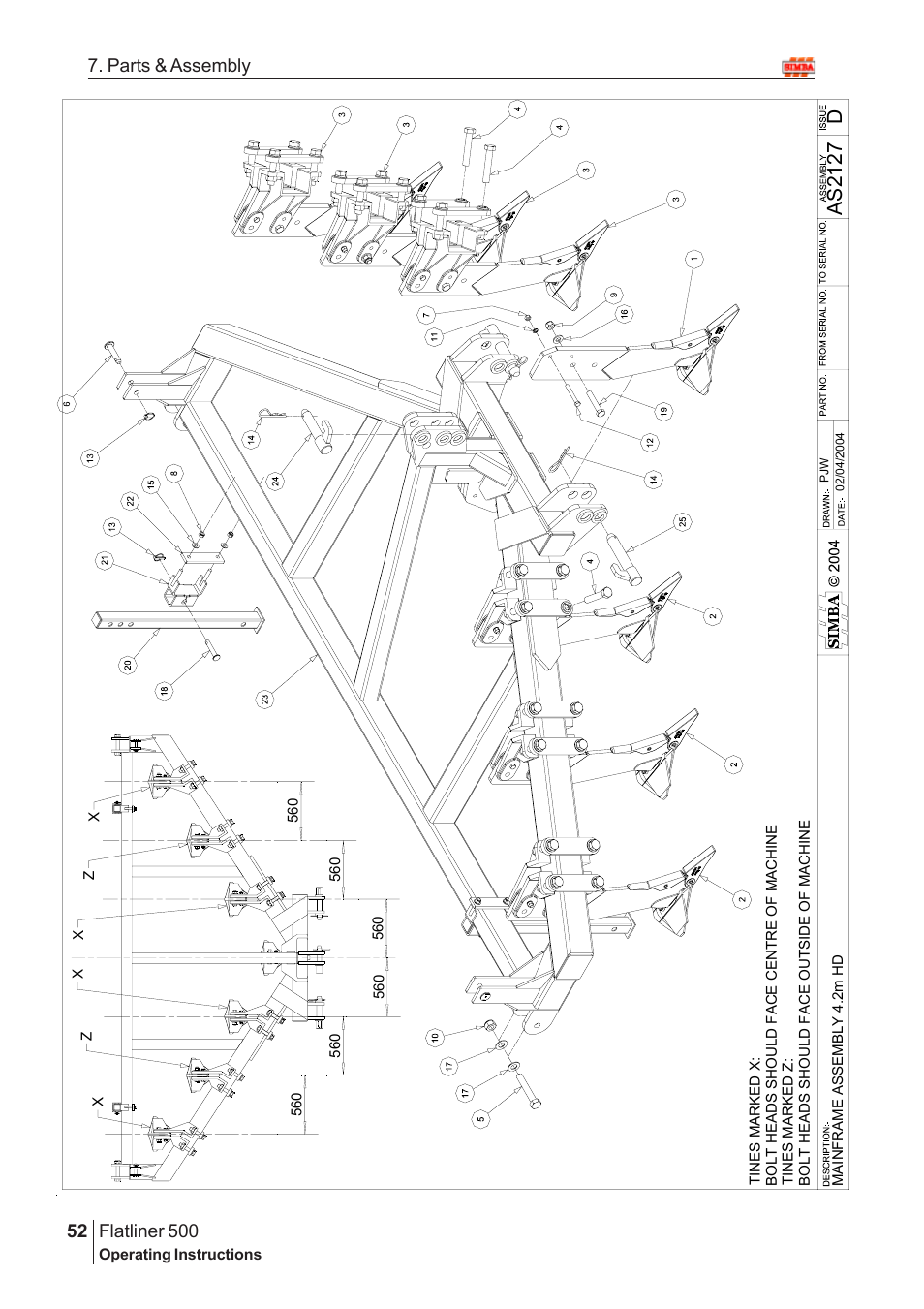 Das2 127, Flatliner 500, 52 7. parts & assembly | Great Plains Flatliner 500 2009 Assembly Instructions User Manual | Page 20 / 70