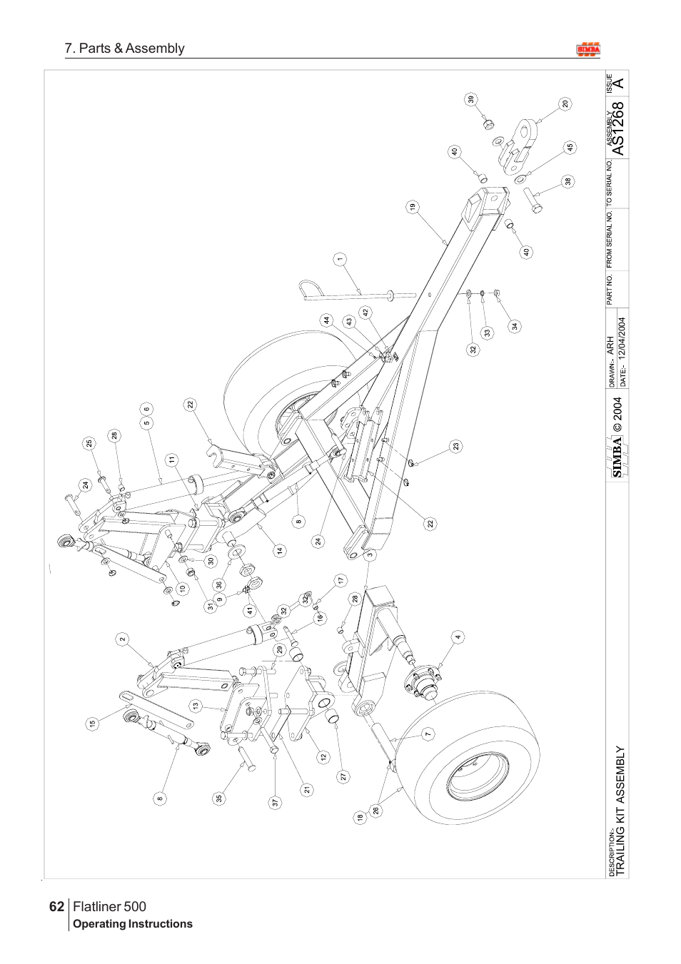 Aas126 8, Flatliner 500, 62 7. parts & assembly | Great Plains Flatliner 500 2009 Assembly Instructions User Manual | Page 30 / 70