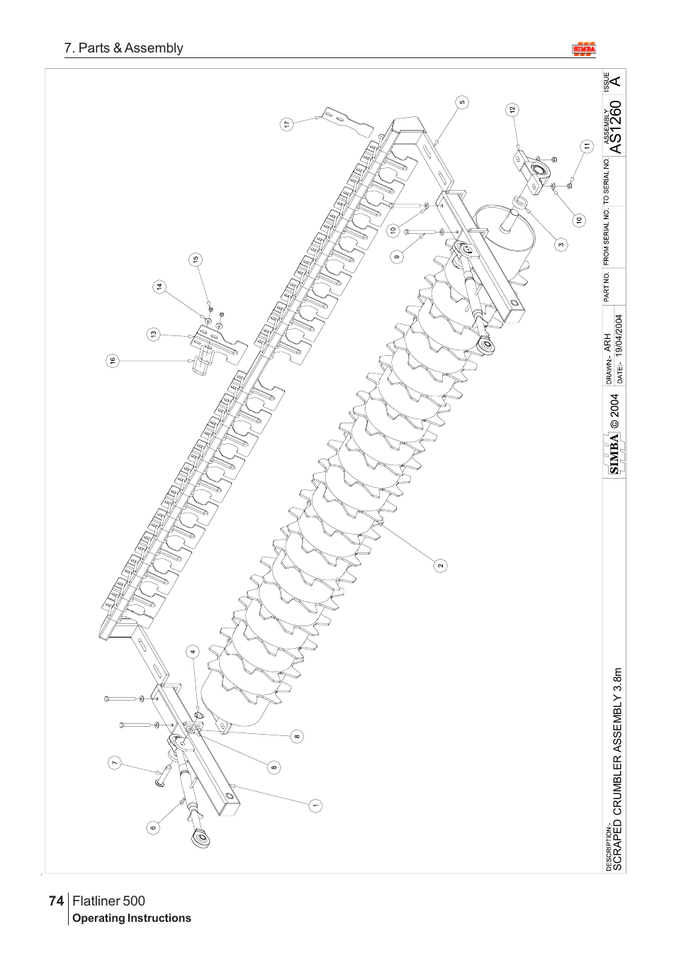 Aas 1260, Flatliner 500, 74 7. parts & assembly | Great Plains Flatliner 500 2009 Assembly Instructions User Manual | Page 42 / 70