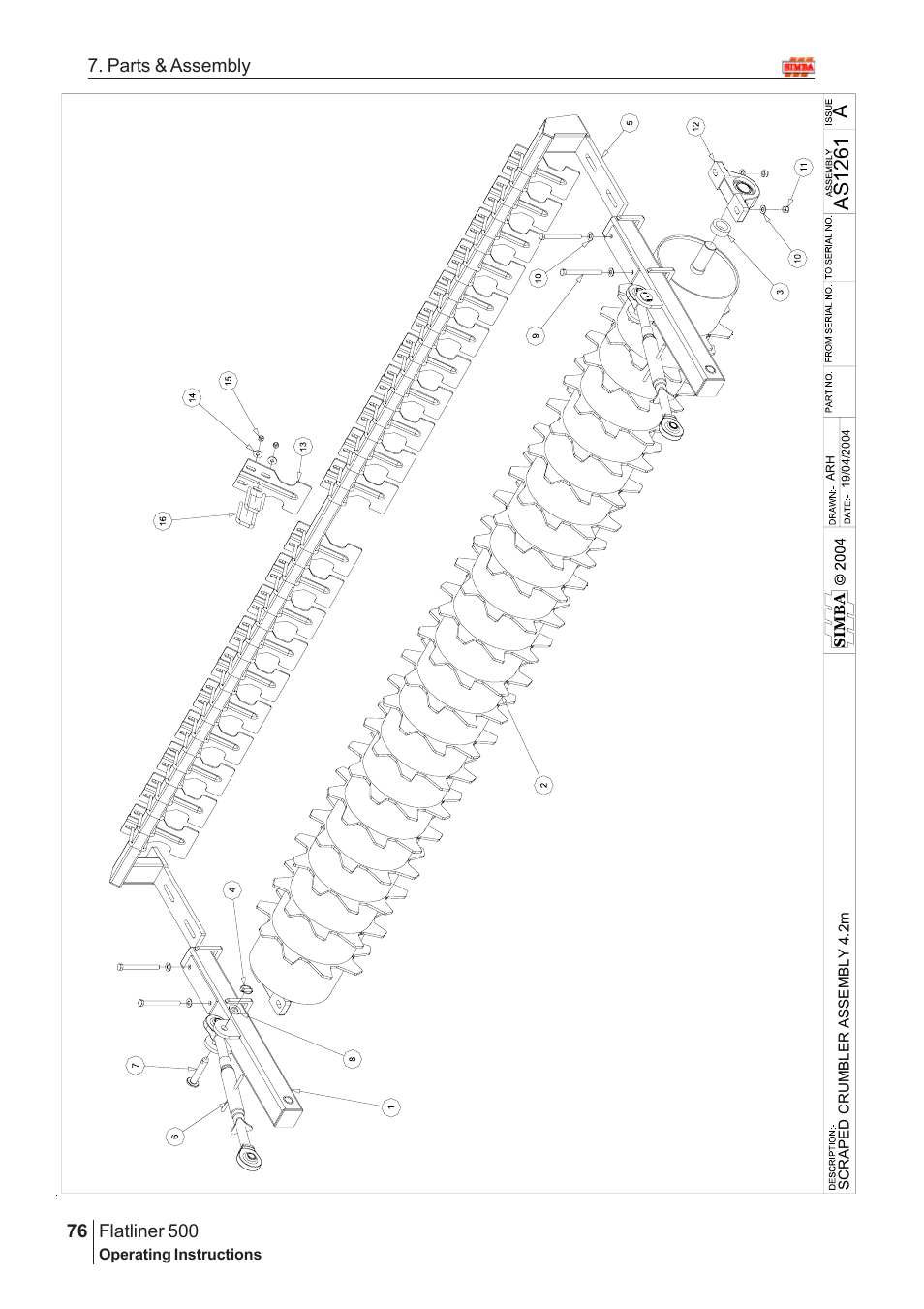 Aas 1261, Flatliner 500, 76 7. parts & assembly | Great Plains Flatliner 500 2009 Assembly Instructions User Manual | Page 44 / 70