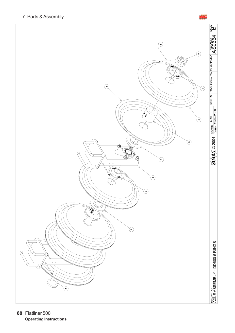 Bas 0664, Flatliner 500, 88 7. parts & assembly | Great Plains Flatliner 500 2009 Assembly Instructions User Manual | Page 56 / 70