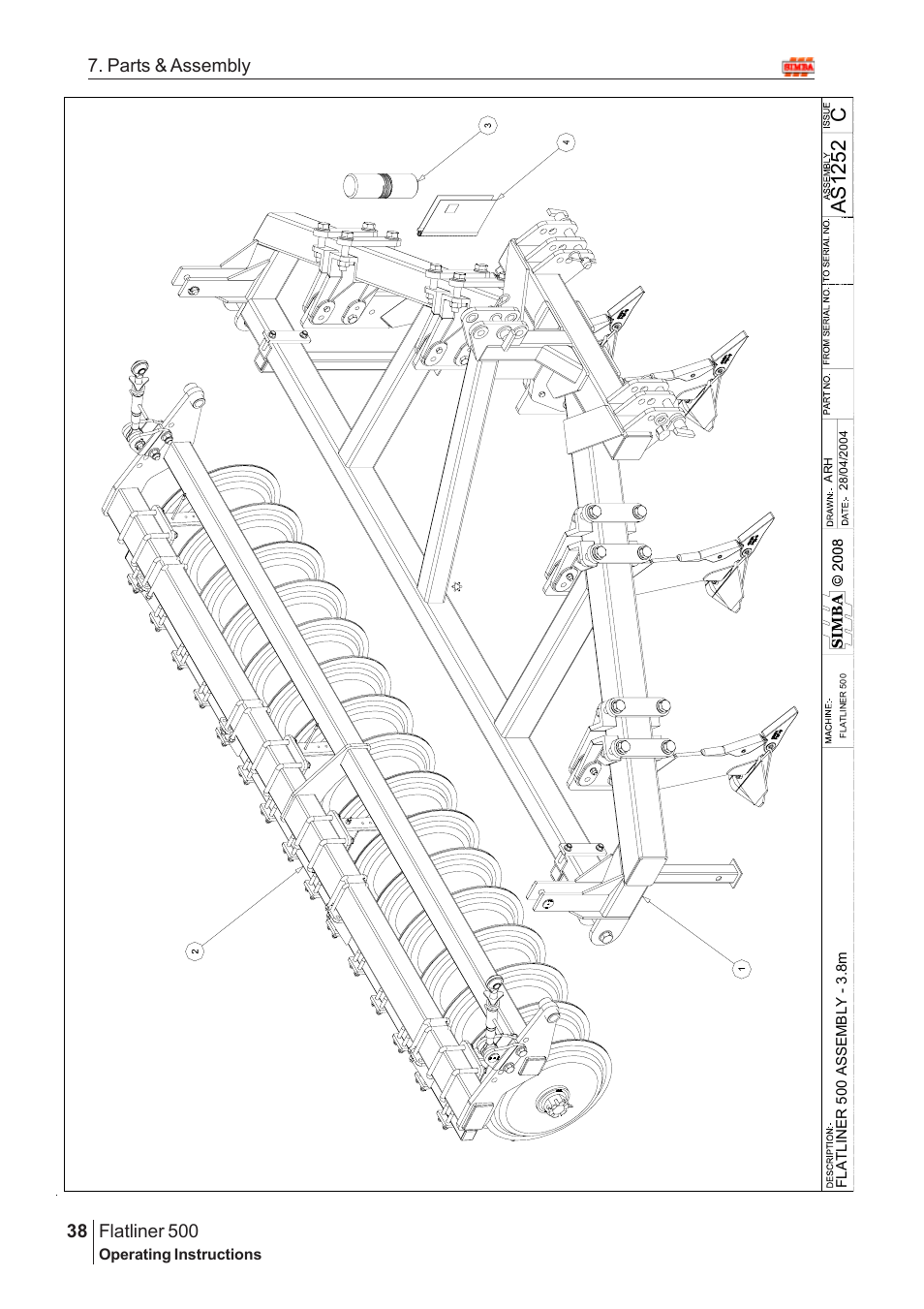 Cas1 25 2, Flatliner 500, 38 7. parts & assembly | Great Plains Flatliner 500 2009 Assembly Instructions User Manual | Page 6 / 70