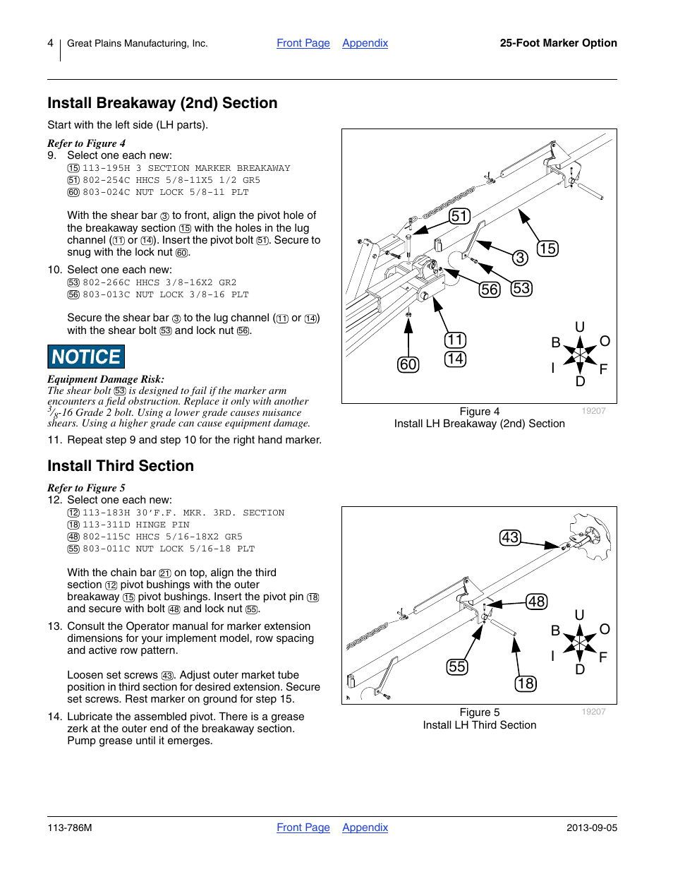 Install breakaway (2nd) section, Install third section | Great Plains 2525P Assembly Instructions User Manual | Page 4 / 20