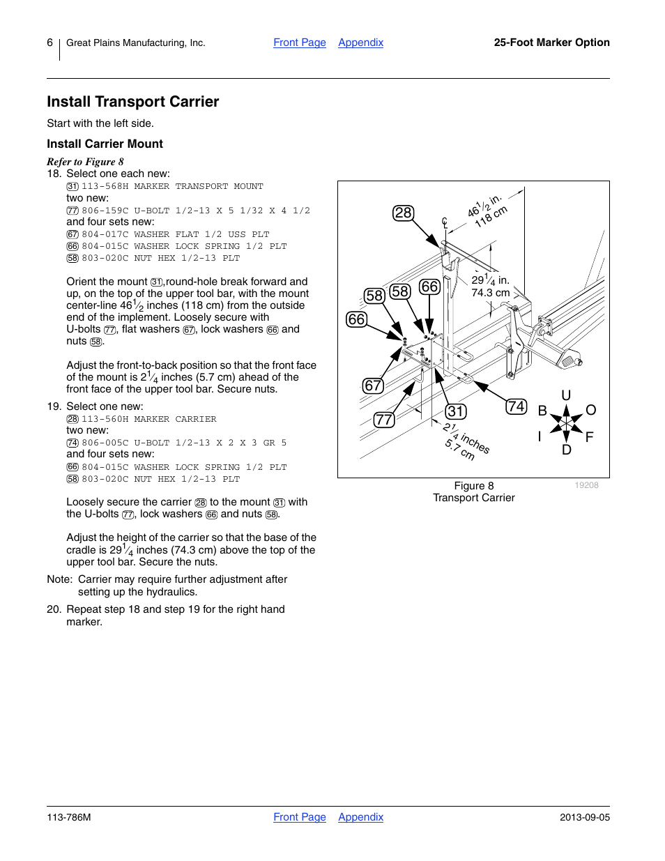 Install transport carrier, Install carrier mount | Great Plains 2525P Assembly Instructions User Manual | Page 6 / 20