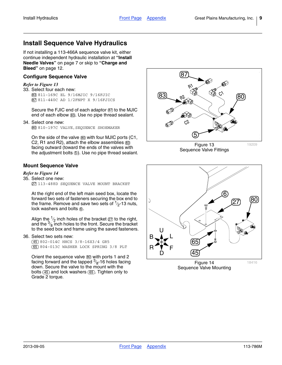 Install sequence valve hydraulics, Configure sequence valve, Mount sequence valve | Great Plains 2525P Assembly Instructions User Manual | Page 9 / 20