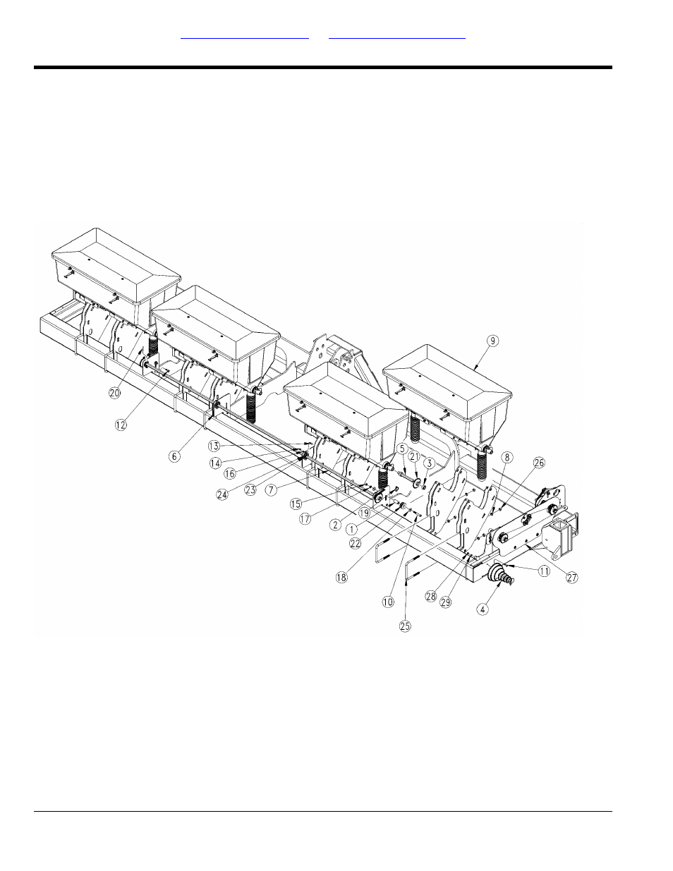 Single dry fertilizer hopper mounting | Great Plains YP825AR Parts Manual User Manual | Page 154 / 178