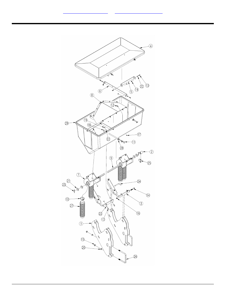 Twin dry fertilizer hopper assembly | Great Plains YP825AR Parts Manual User Manual | Page 156 / 178