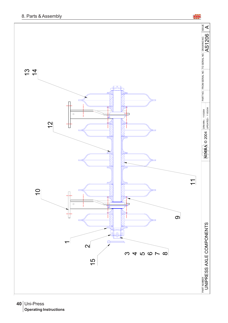 As1 206 a, Uni-press, 40 8. parts & assembly | Great Plains Uni-Press Assembly Instructions User Manual | Page 20 / 46