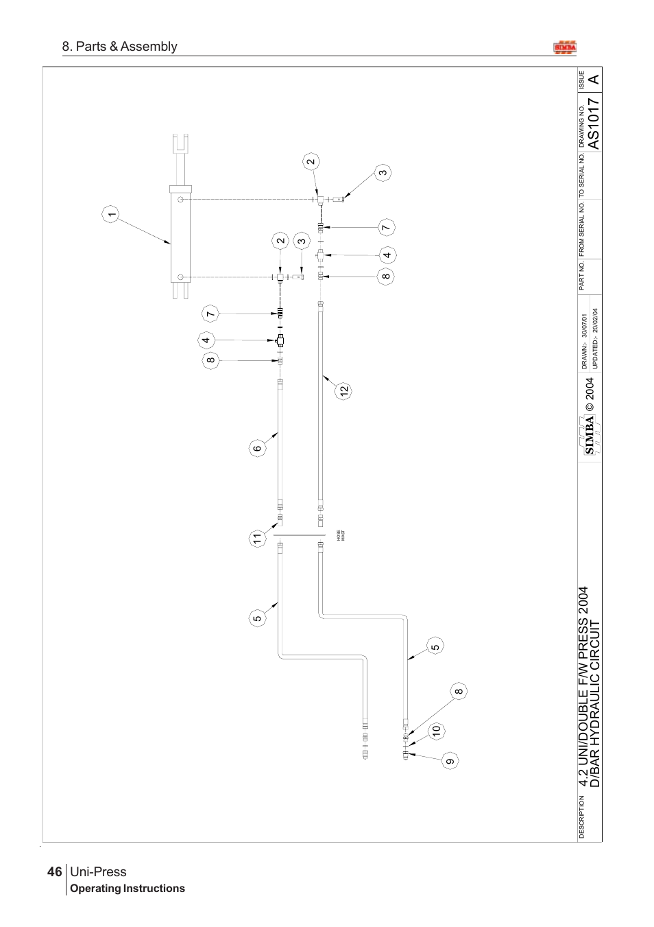 As1 01 7 a, Uni-press, 46 8. parts & assembly | Great Plains Uni-Press Assembly Instructions User Manual | Page 26 / 46