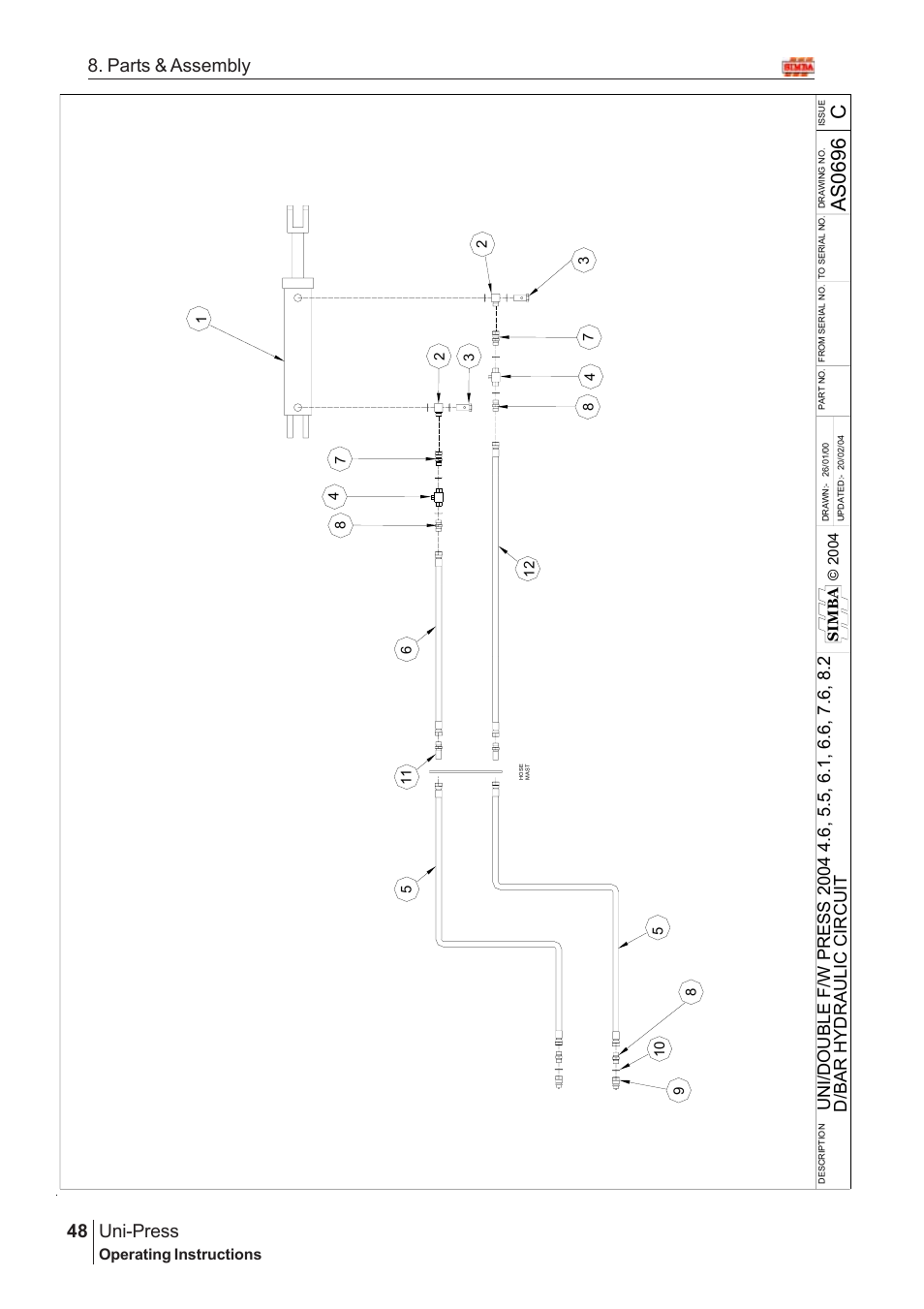 As0 69 6 c, Uni-press, 48 8. parts & assembly | Great Plains Uni-Press Assembly Instructions User Manual | Page 28 / 46