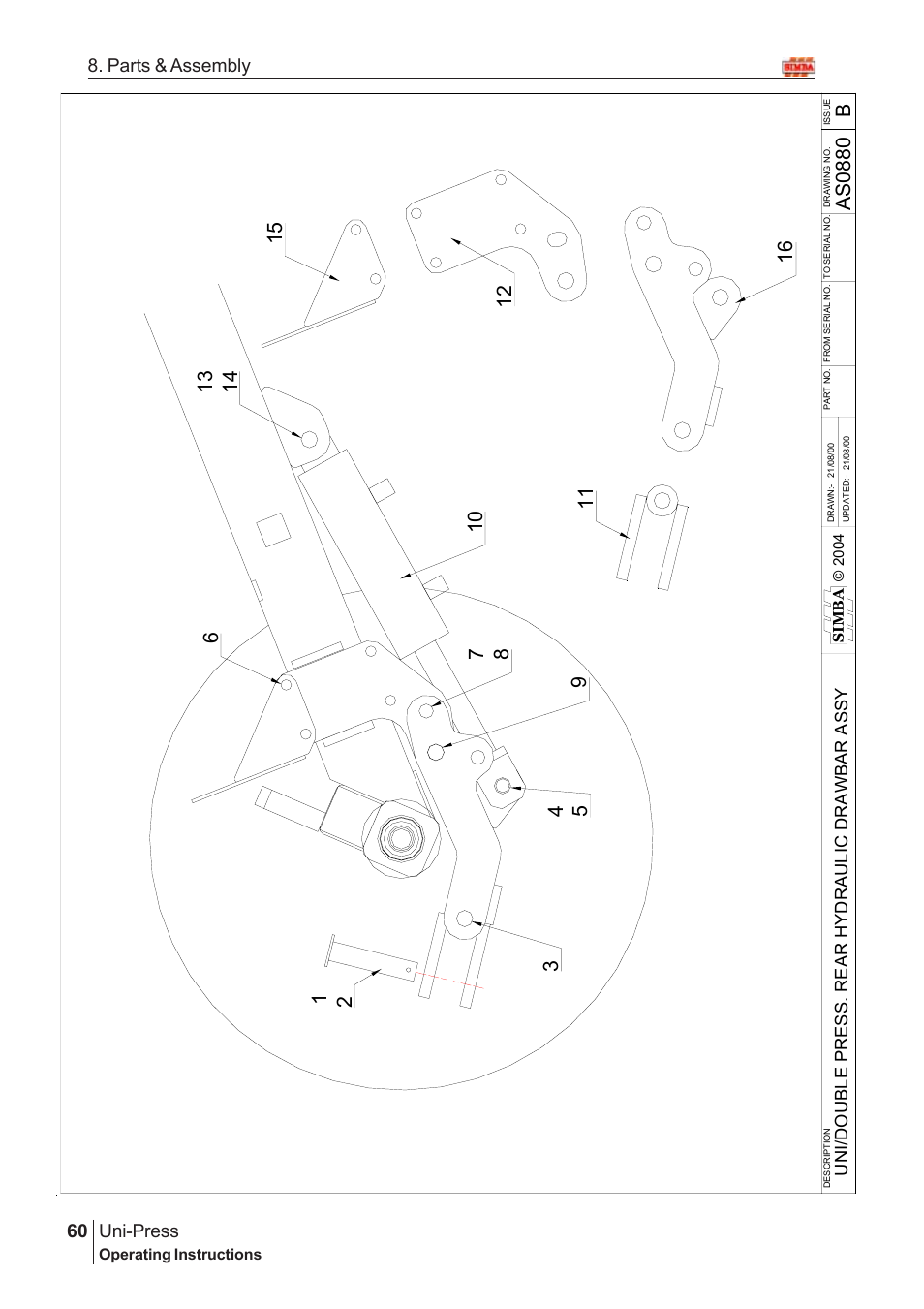 As088 0 b, Uni-press, 60 8. parts & assembly | Great Plains Uni-Press Assembly Instructions User Manual | Page 40 / 46