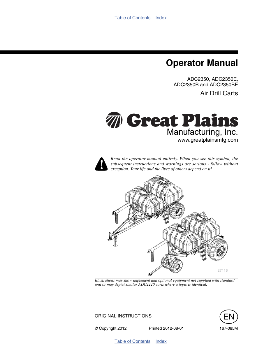 Great Plains ADC2350BE Operator Manual User Manual | 108 pages