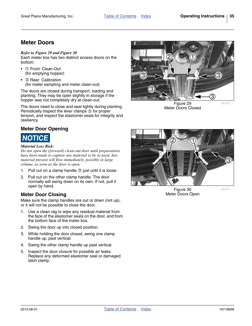 Meter doors, Meter door opening, Meter door closing | Meter door opening meter door closing | Great Plains ADC2350BE Operator Manual User Manual | Page 39 / 108