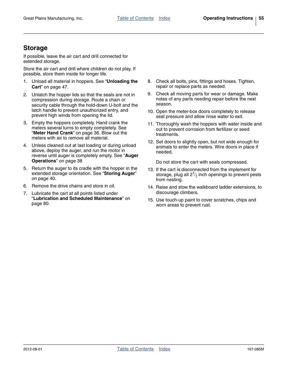 Storage | Great Plains ADC2350BE Operator Manual User Manual | Page 59 / 108