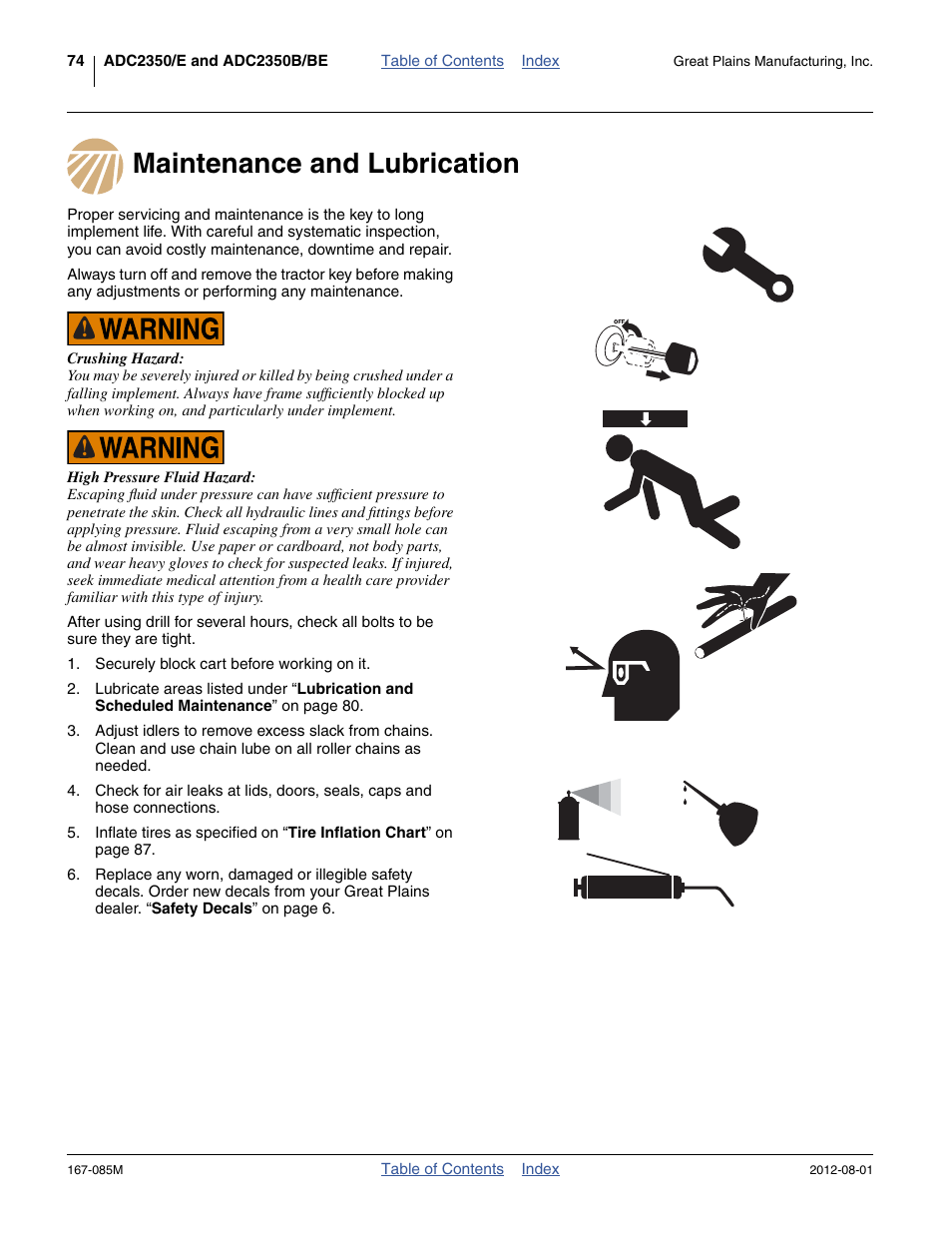Maintenance and lubrication | Great Plains ADC2350BE Operator Manual User Manual | Page 78 / 108