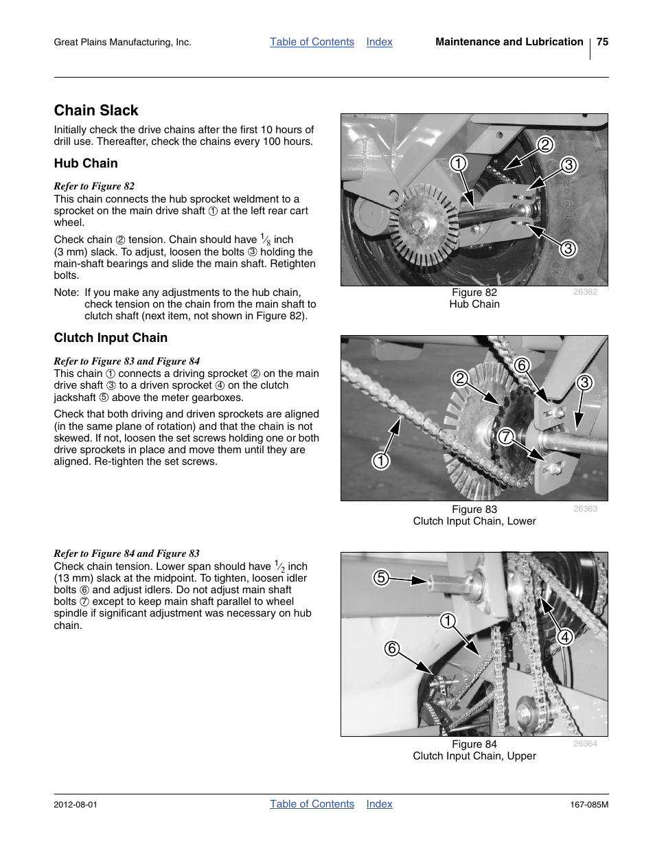 Chain slack, Hub chain, Clutch input chain | Hub chain clutch input chain | Great Plains ADC2350BE Operator Manual User Manual | Page 79 / 108