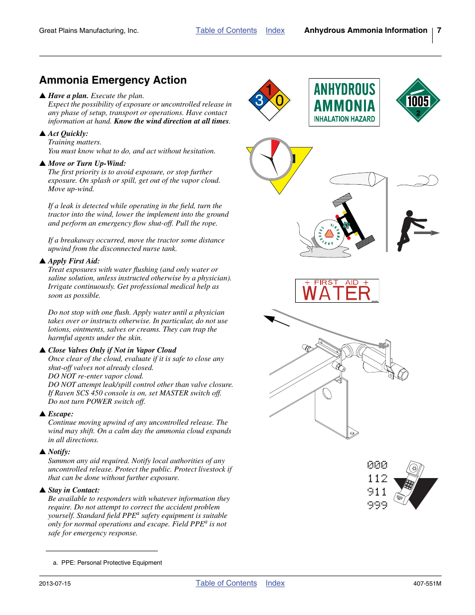 Ammonia emergency action | Great Plains NH3 Safety User Manual | Page 11 / 50