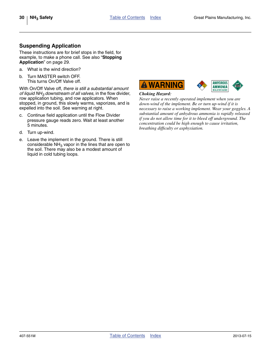 Suspending application | Great Plains NH3 Safety User Manual | Page 34 / 50
