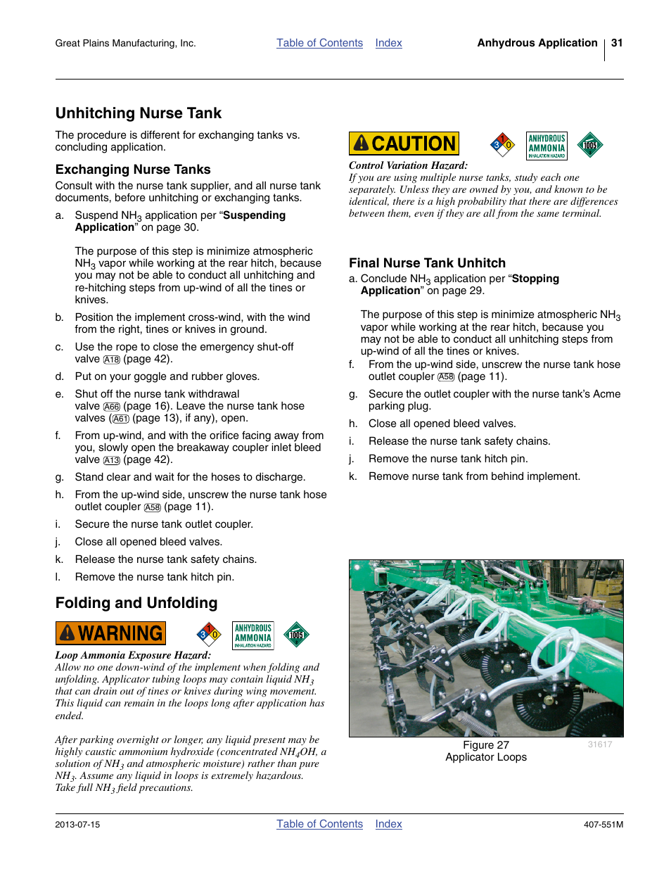 Unhitching nurse tank, Final nurse tank unhitch, Exchanging nurse tanks | Folding and unfolding, Final nurse tank unhitch exchanging nurse tanks | Great Plains NH3 Safety User Manual | Page 35 / 50