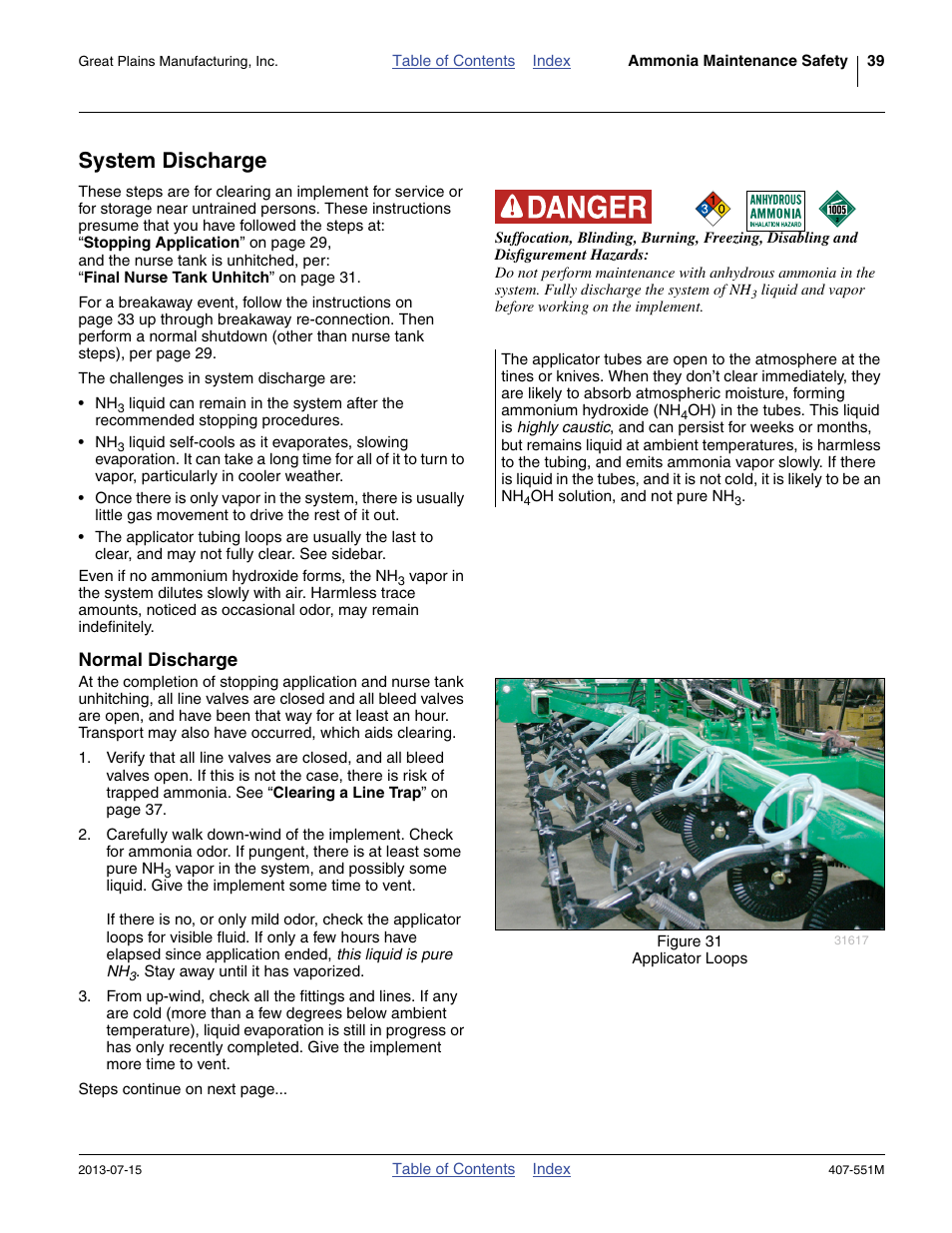 System discharge, Normal discharge | Great Plains NH3 Safety User Manual | Page 43 / 50