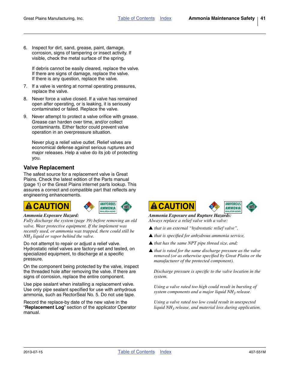 Valve replacement | Great Plains NH3 Safety User Manual | Page 45 / 50