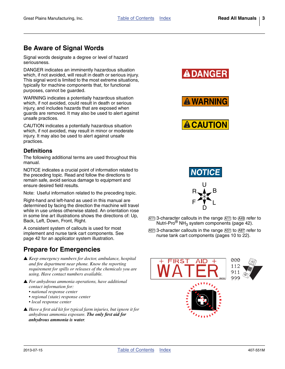 Be aware of signal words, Definitions, Prepare for emergencies | Great Plains NH3 Safety User Manual | Page 7 / 50