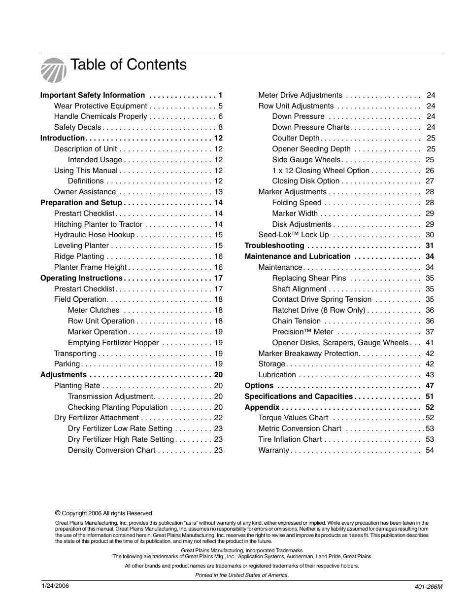 Great Plains PD8070 Operator Manual User Manual | Page 2 / 57