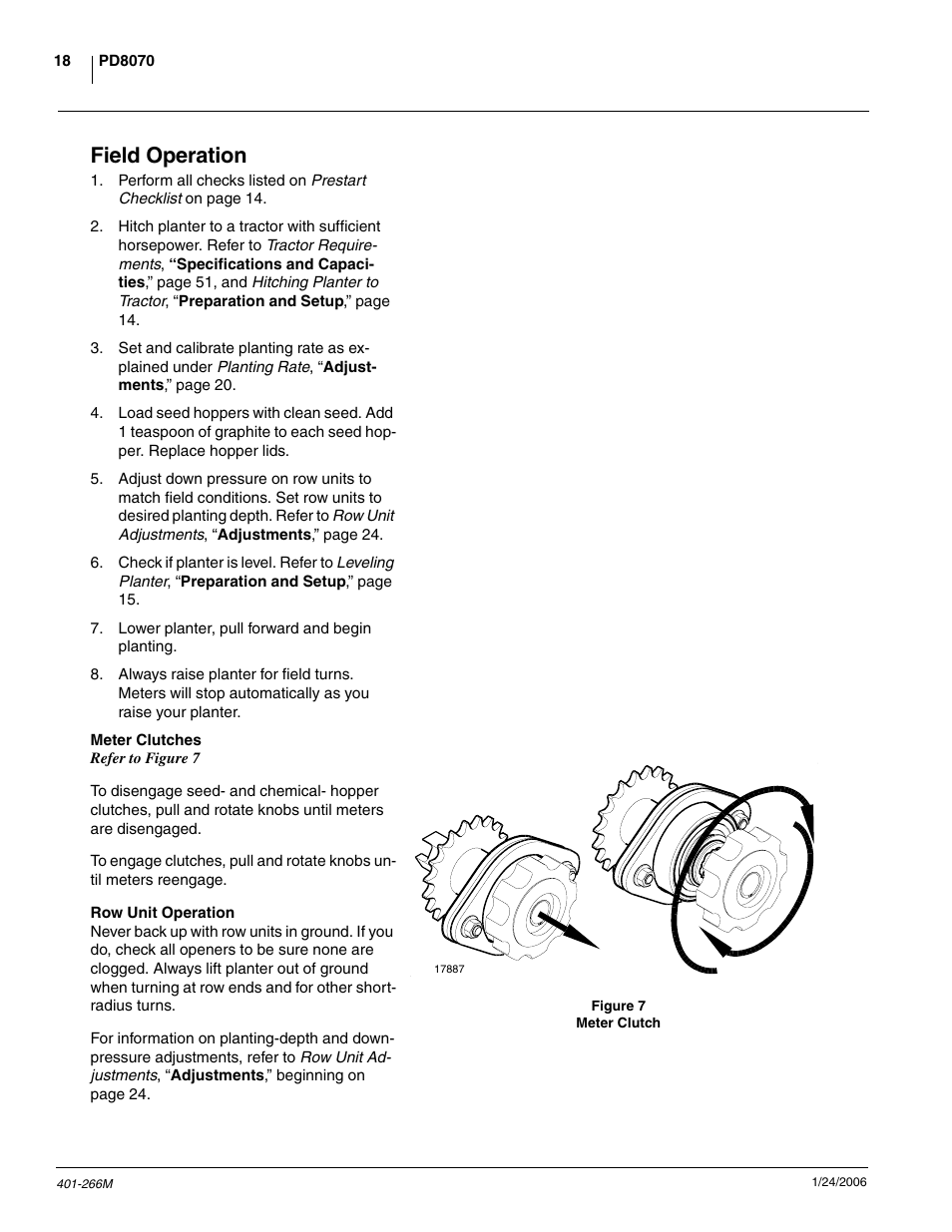 Field operation, Meter clutches, Row unit operation | Great Plains PD8070 Operator Manual User Manual | Page 20 / 57