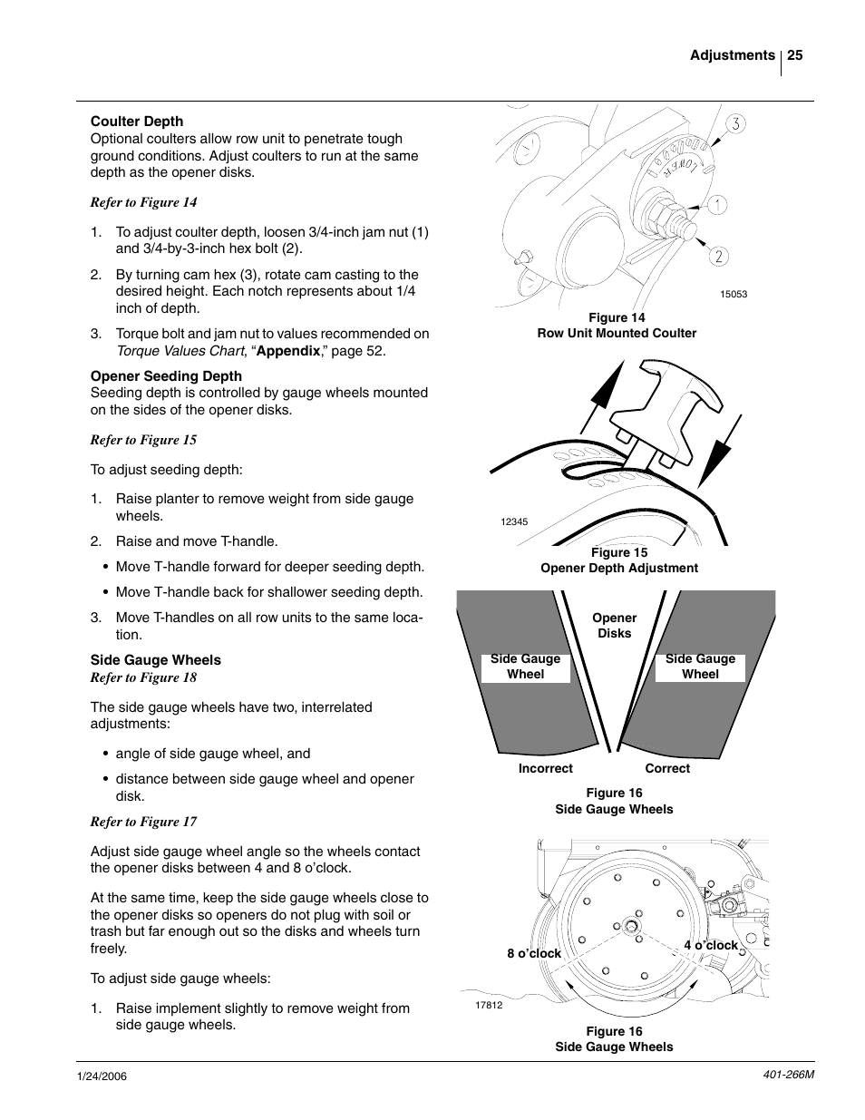 Coulter depth, Opener seeding depth, Side gauge wheels | Great Plains PD8070 Operator Manual User Manual | Page 27 / 57