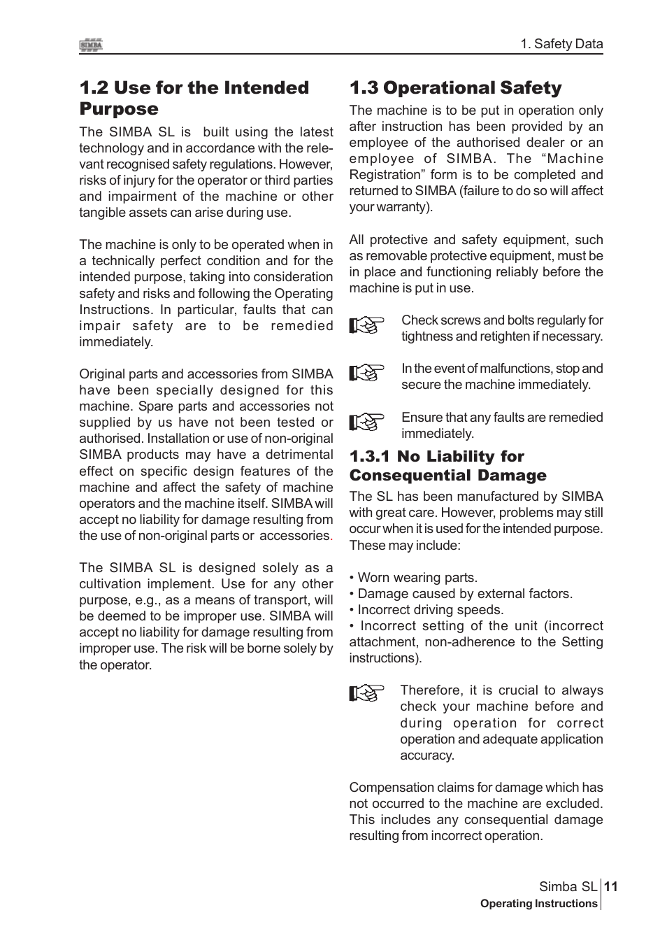 3 operational safety, 2 use for the intended purpose | Great Plains P14889 Serial No 18007975 User Manual | Page 11 / 34